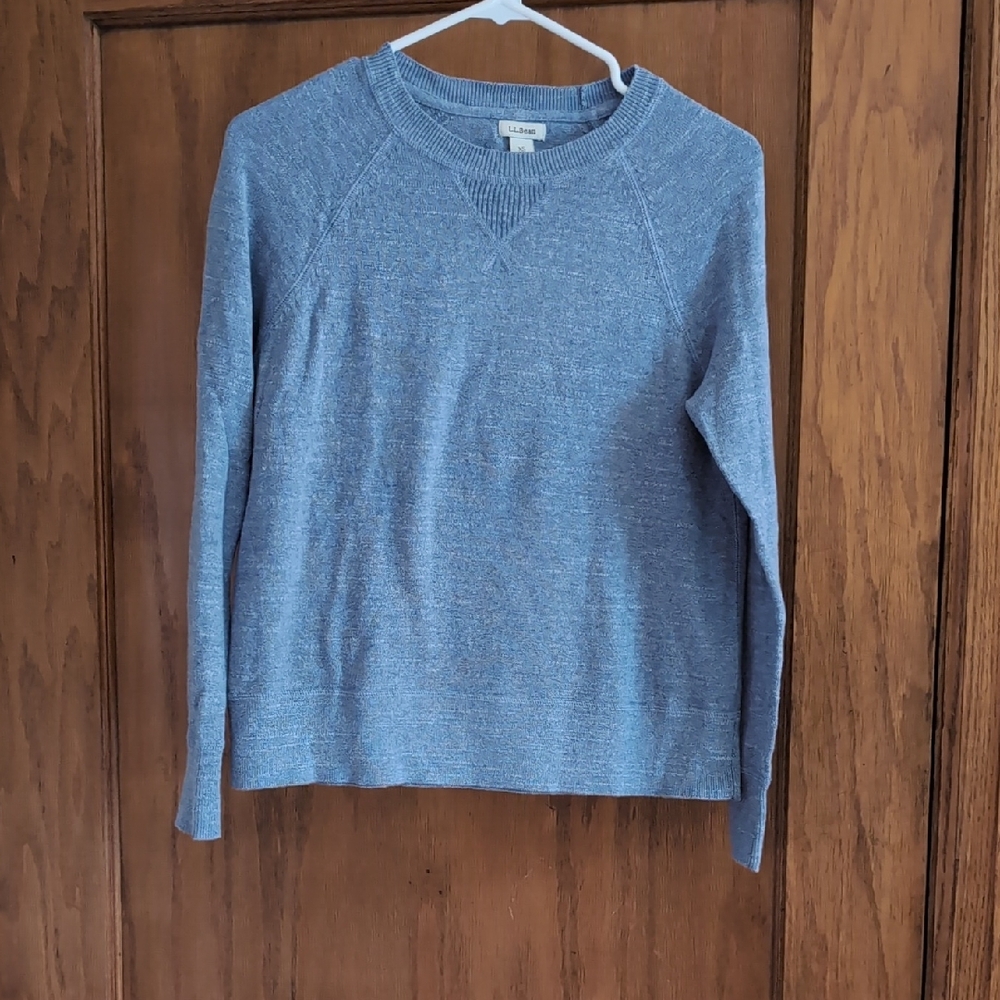 L.L. Bean Women's Blue Heathered Knit Pullover, XS